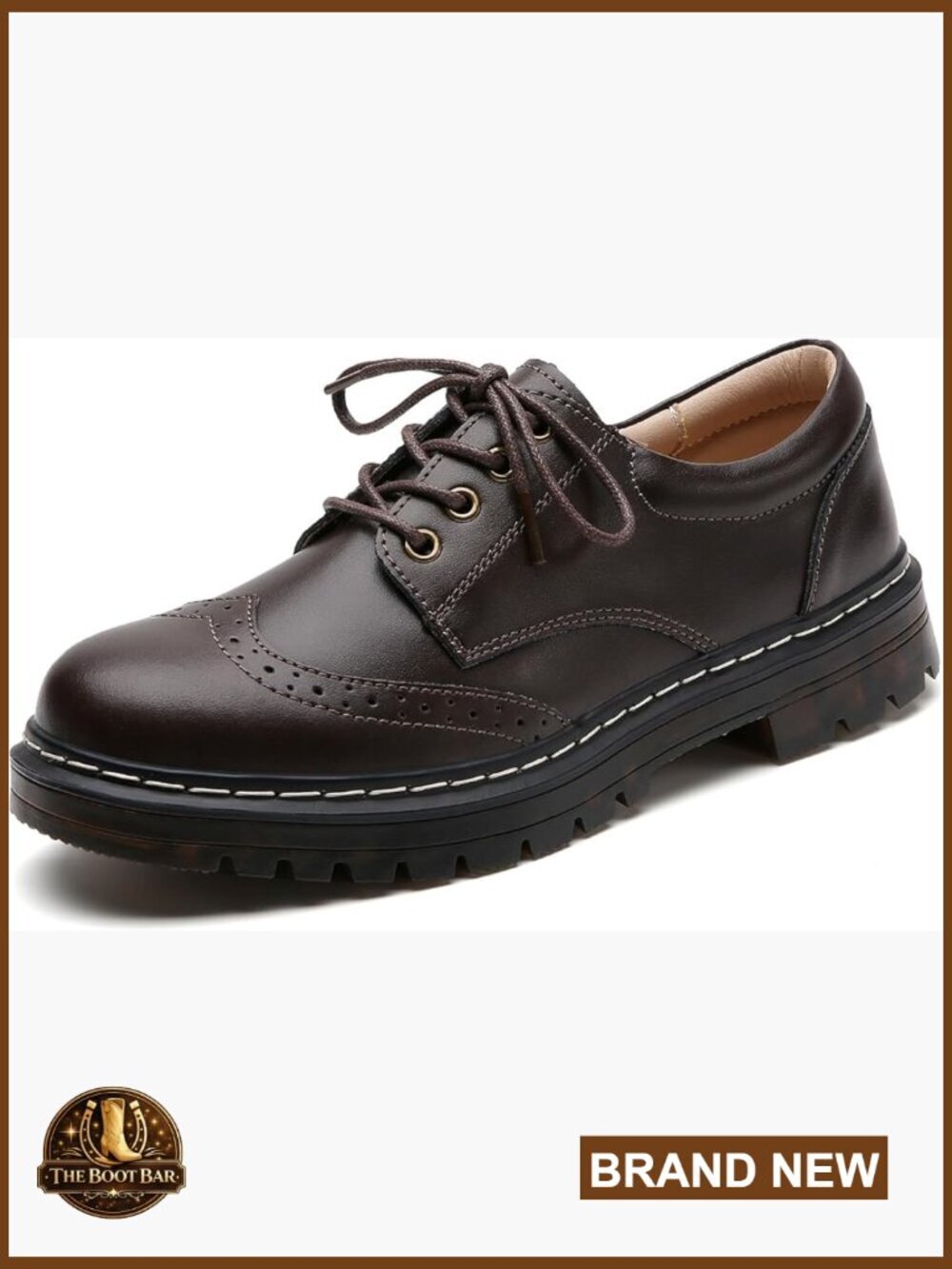 Vintage Brogue Oxford Flatform Lace Up Vegan Leather Low Heel Shoes